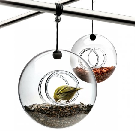 ring-shaped glass bird feeder