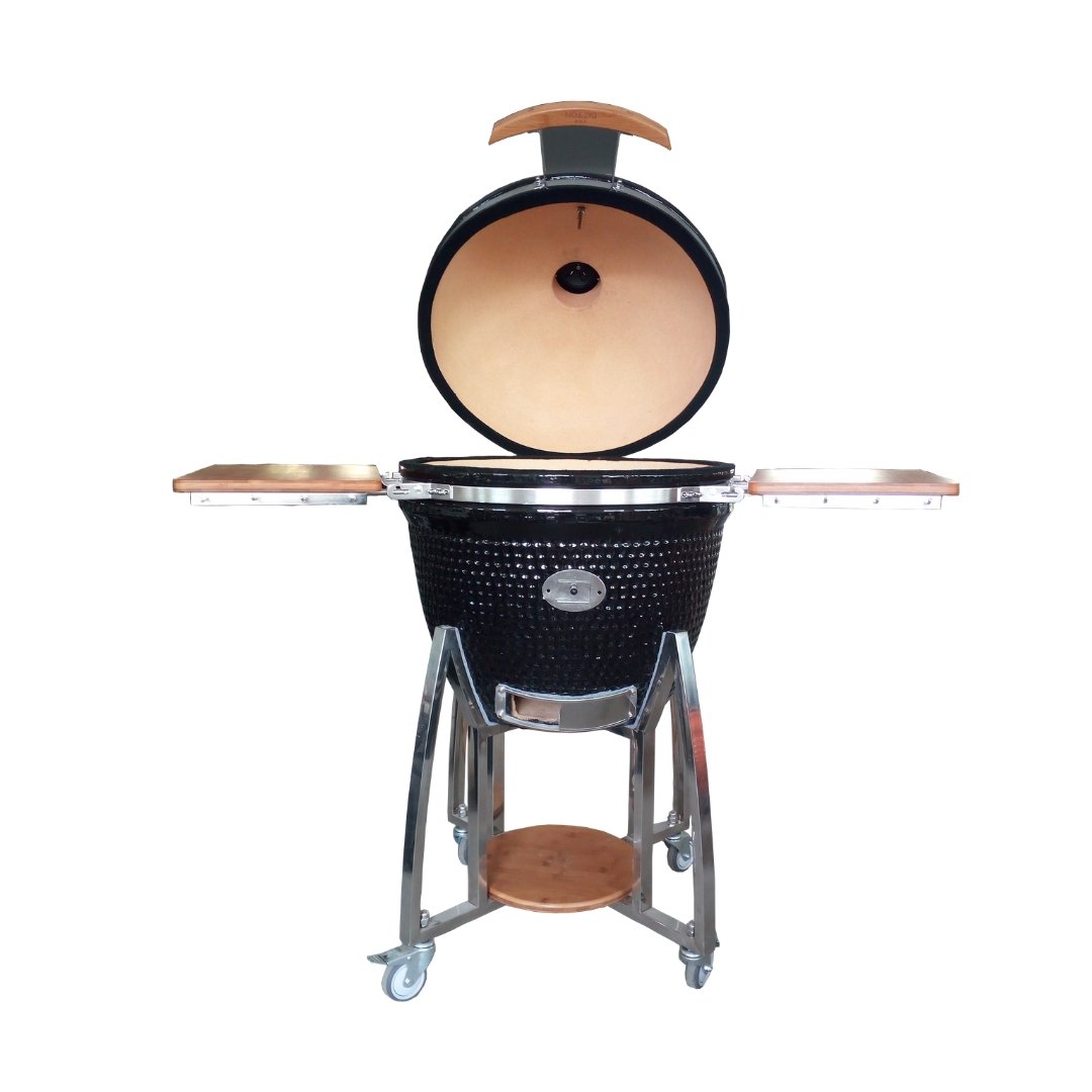 Charcoal barbecue with ceramic bowl and lid