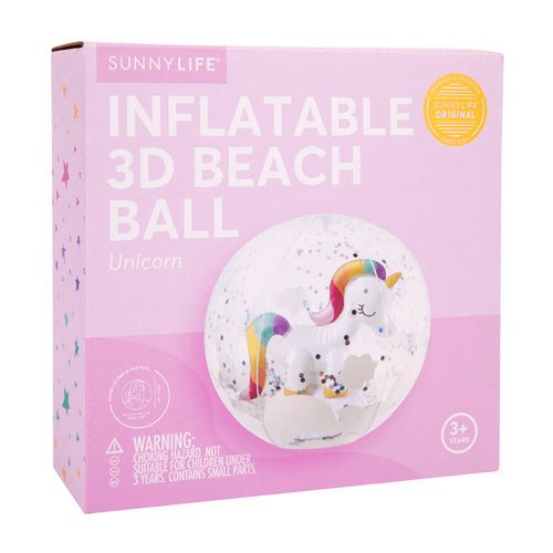 Opblaasbare strandbal | 3D Eenhoorn