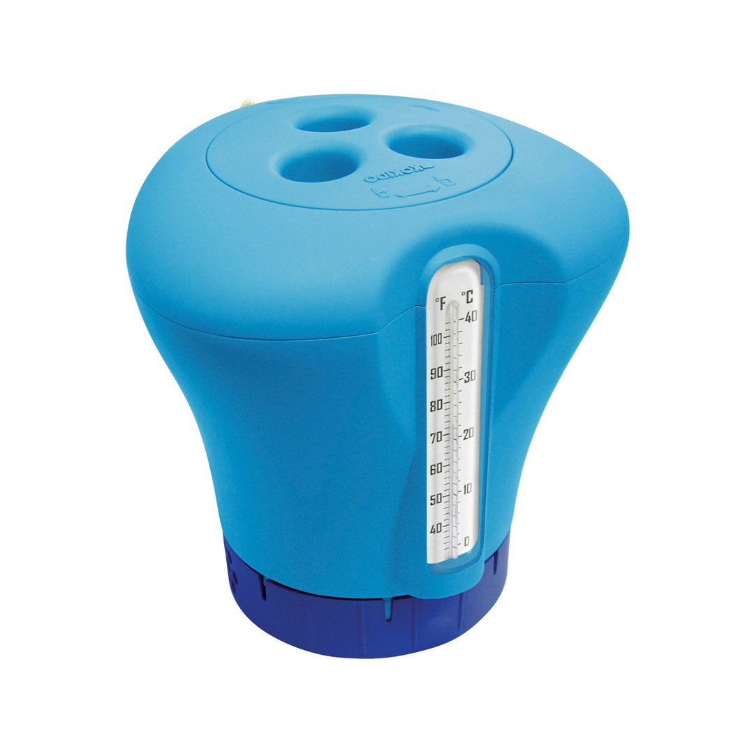 Chlorine dosage float with thermometer Blue