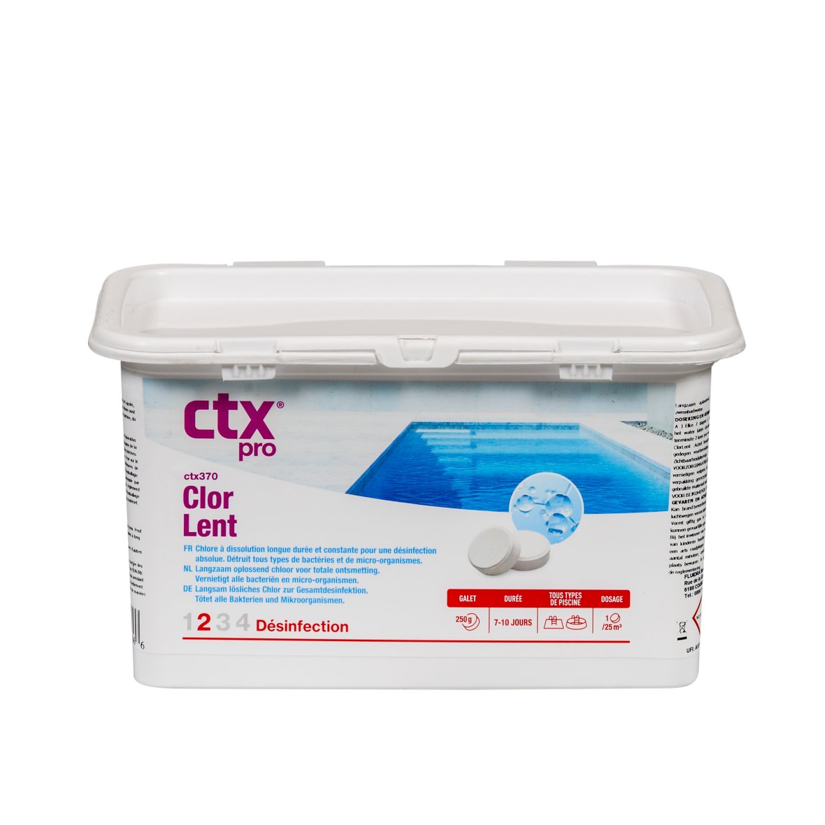 Chlorine tablets slow-acting 250g 1kg ctx373