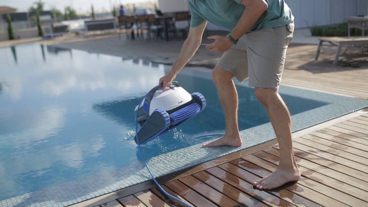 taking the robot out of the water 