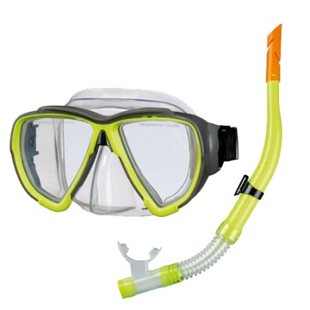 Snorkel and goggles set for adults Yellow
